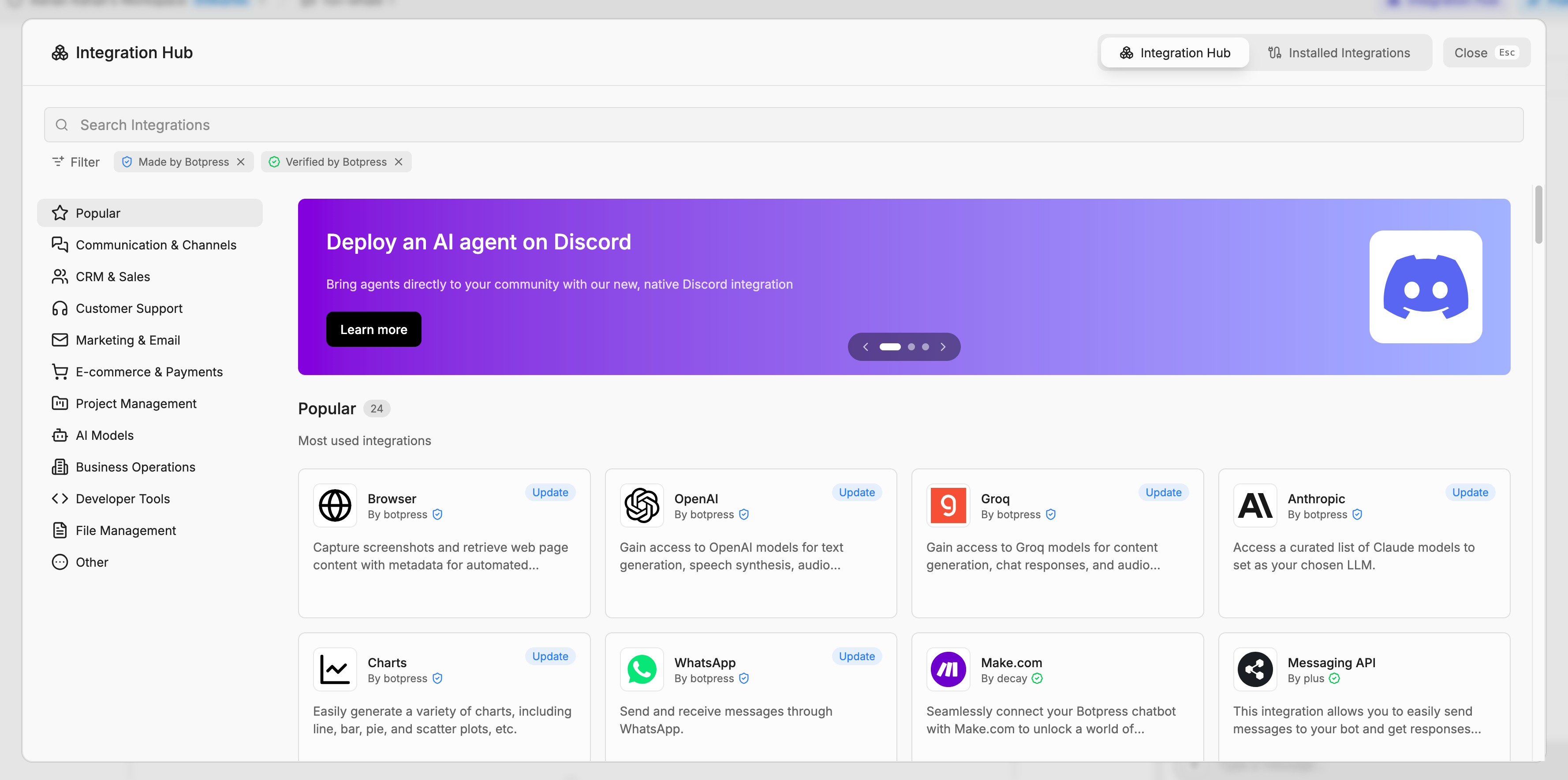 Integrations Hub