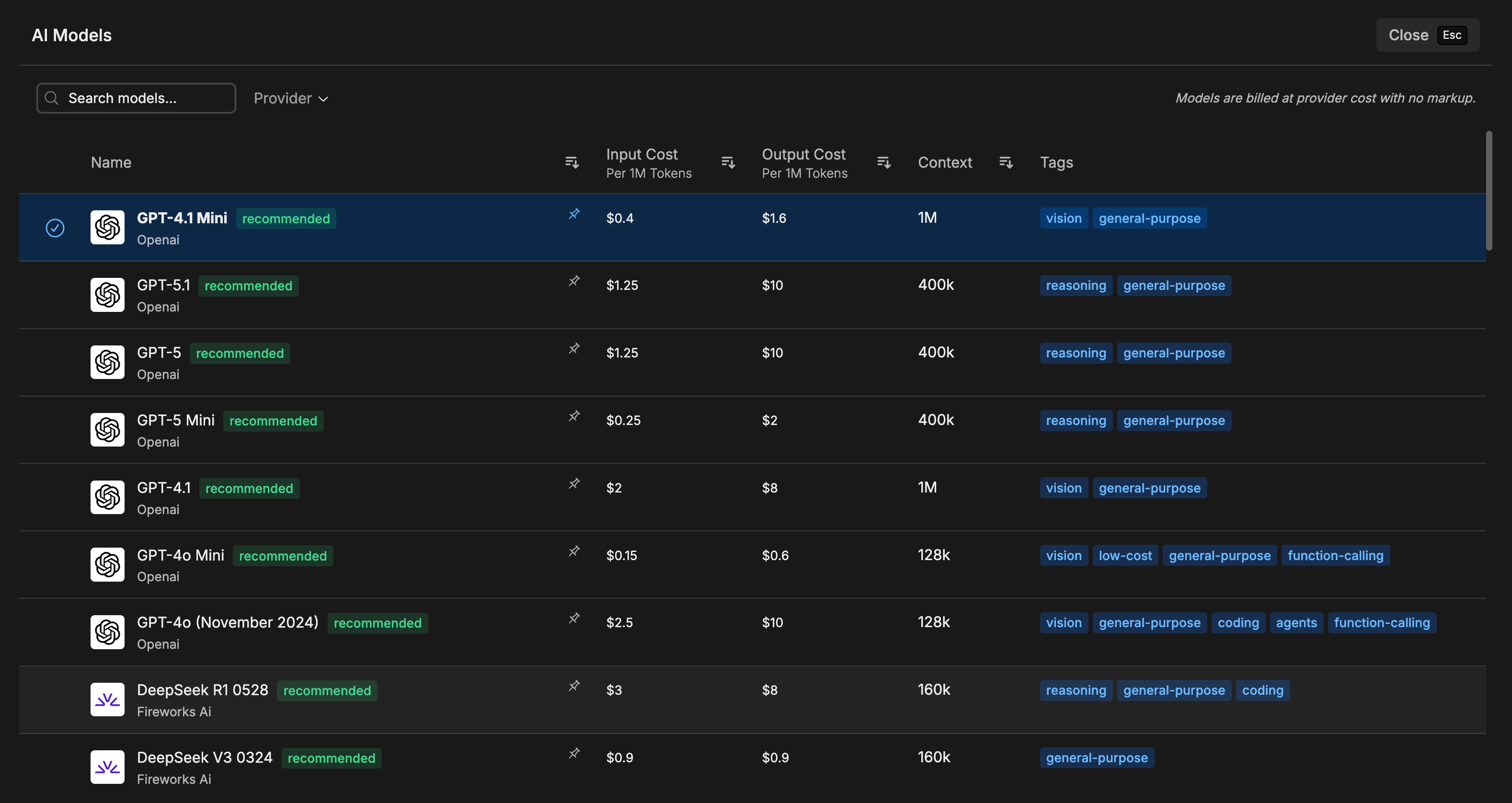 New model picker