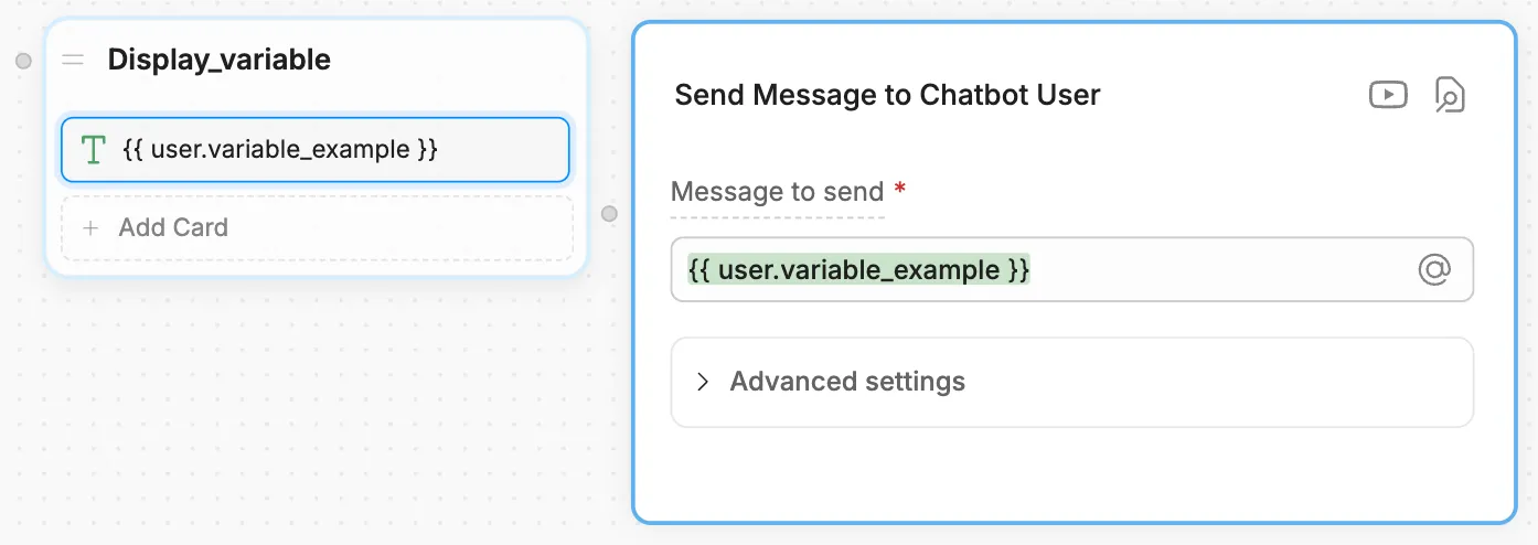 User variable in a text card